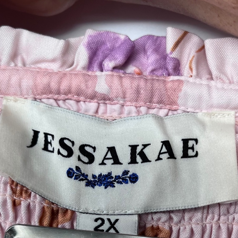 Jessakae Senna Dress Sweet Pear Floral Tiered Maxi 2X Pink Smocked Ruffle - Picture 7 of 12
